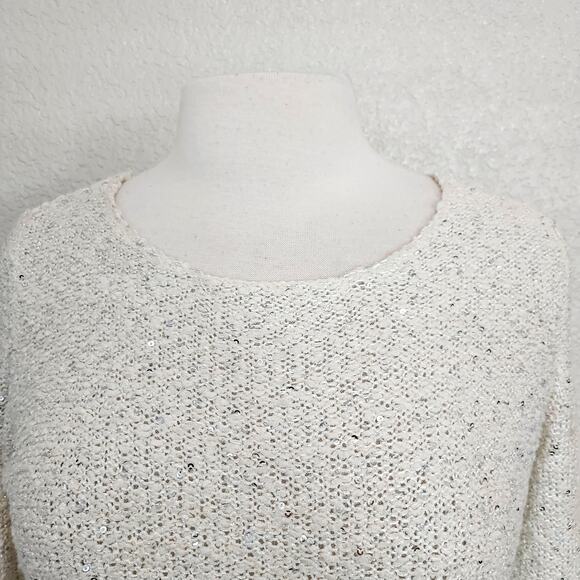 Alfani Cream Sweater w/Sequins Size MP - Picture 3 of 10